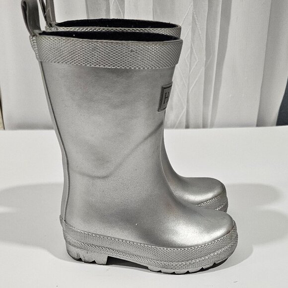 Hatley Silver Metallic Rain Boots Baby Toddler Girl Size 6 - Picture 2 of 9
